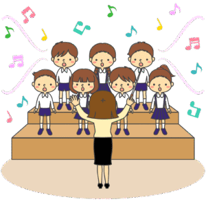 合唱コンクールで歌っている小学生